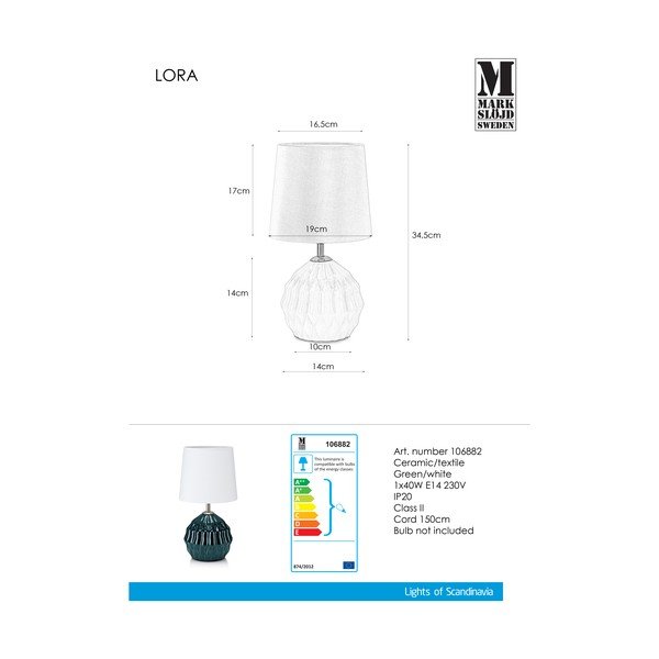 Zeleno-bela namizna svetilka Markslöjd Lora-image-1