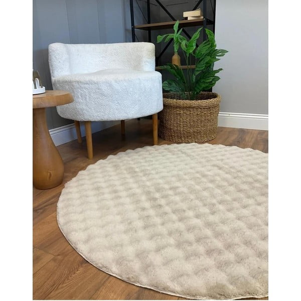 Bež pralna okrogla preproga ø 80 cm Bubble Cream – Mila Home-image-2