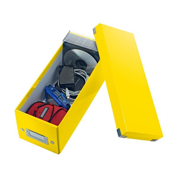 Rumena kartonasta škatla za shranjevanje s pokrovom 14x35x14 cm Click&Store – Leitz-image-2