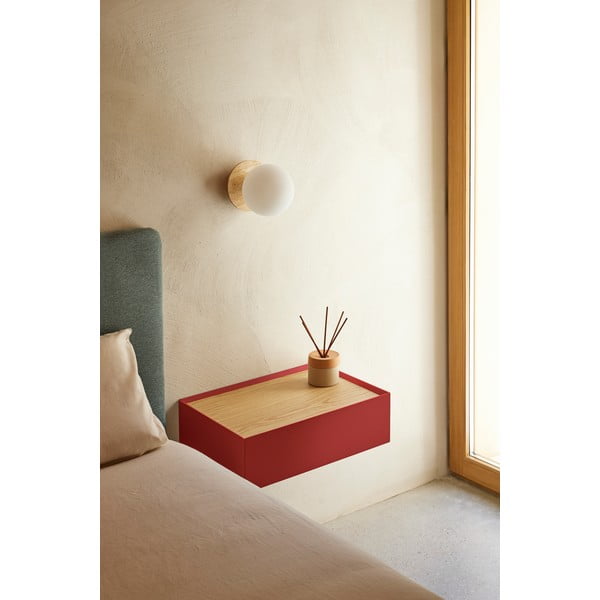 Rdeča stenska nočna omarica v hrastovem dekorju Arista – Teulat-image-1