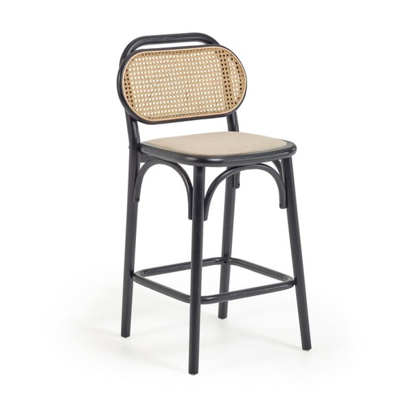 Črn barski stol iz masivnega bresta (višina sedeža 65 cm) Doriane – Kave Home