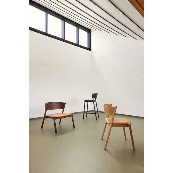 Črn barski stol v hrastovem dekorju (višina sedeža 75 cm) Oblique – Hübsch-image-1