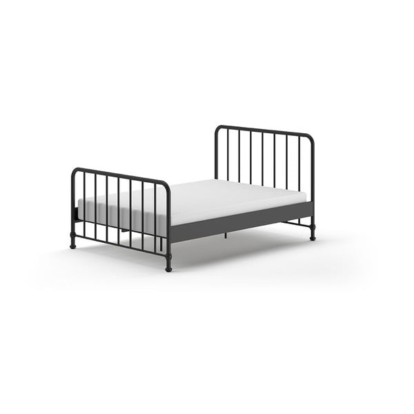 Črna kovinska postelja z letvenim dnom 140x200 cm BRONXX – Vipack