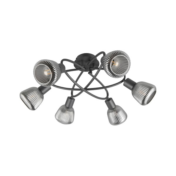 Črna stropna svetilka s steklenim senčilom Tarifa – Trio