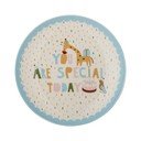 Svetlo moder/kremno bel otroški krožnik iz kamenine ø 16 cm Celebrate – Bloomingville Mini