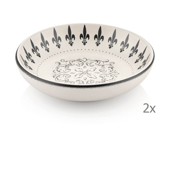 Komplet 2 krem porcelanastih skodelic s črnim ornamentom Mia Libre Kuro, ⌀ 13 cm