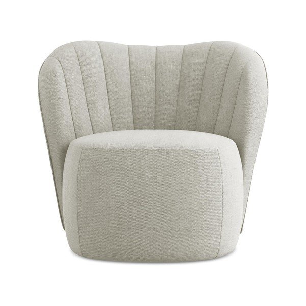 Kremno bel fotelj iz šenilje Keloa – Makamii-image-1