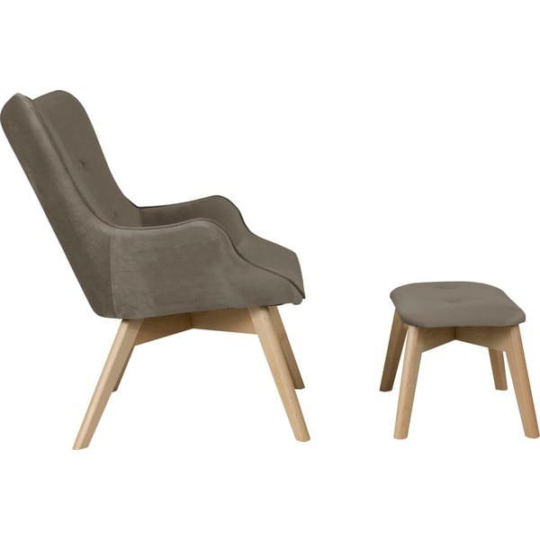 Svetlo rjav žameten fotelj z naslonjalom za noge Niko – Ropez-image-3