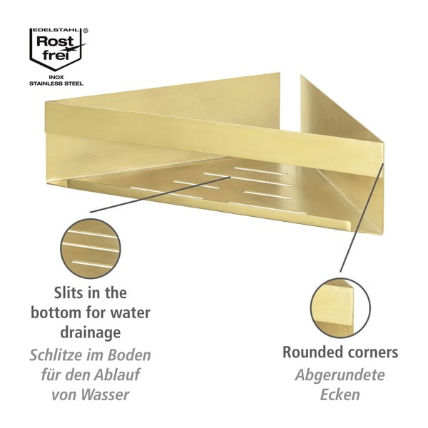 Kotna kopalniška polica iz nerjavečega jekla v zlati barvi z namestitvijo brez vrtanja Genova – Wenko-image-4