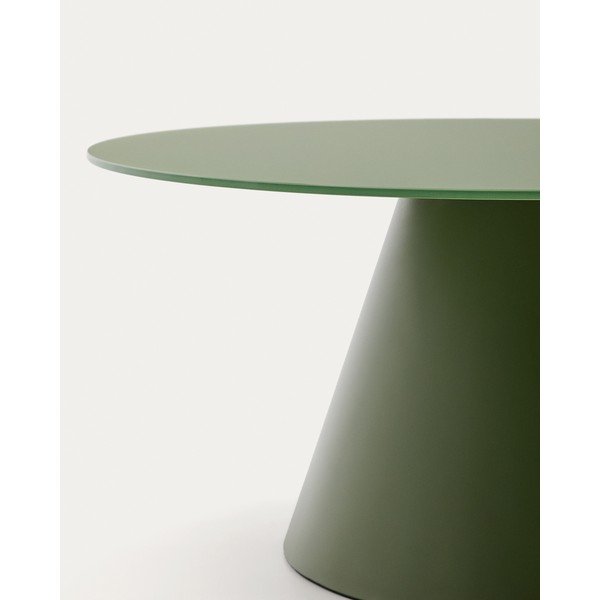 Zelena okrogla klubska mizica s stekleno mizno ploščo ø 80 cm Wilshire – Kave Home-image-2