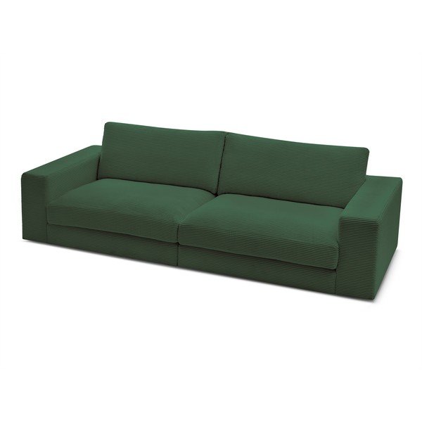 Temno zelena sedežna garnitura iz rebrastega žameta 274 cm Leonard – Bobochic Paris-image-4