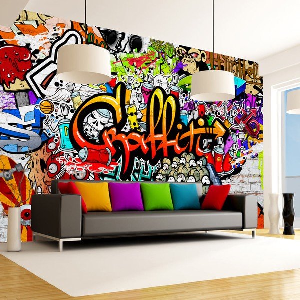 Tapeta velikega formata Bimago Colourful Graffiti, 400 x 280 cm-image-1
