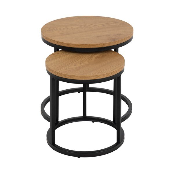 Okrogle stranske mizice v kompletu 2 ks z mizno ploščo v hrastovem dekorju ø 45 cm Spiro – Actona-image-3