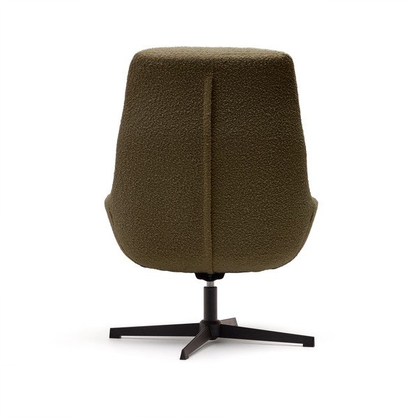 Temno zelen fotelj iz tkanine bouclé Celida – Kave Home-image-3