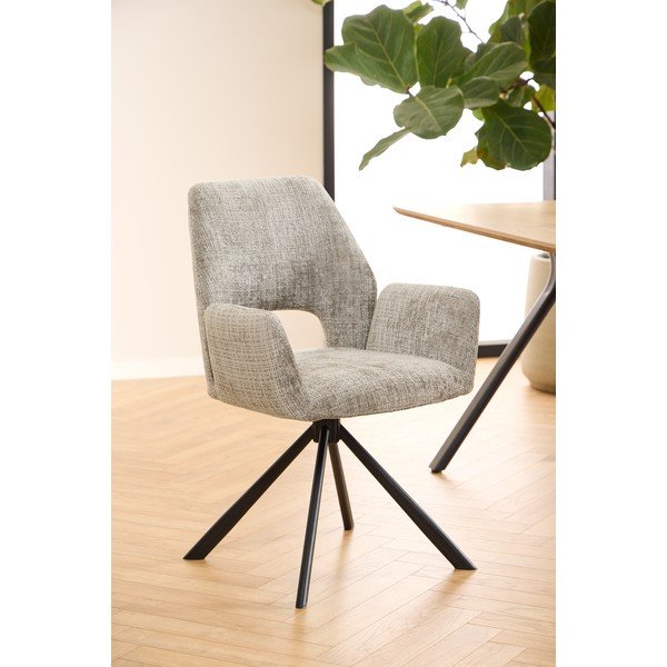 Svetlo siv oblazinjen jedilni stol z nasloni za roke Graham – Actona-image-2