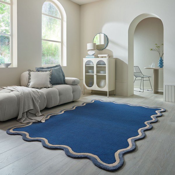 Temno modra ročno tkana preproga iz mešanice volne 160x230 cm Rivo Wool – Flair Rugs-image-1
