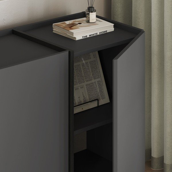 Antracitno siva komoda z luknjo za kable 180x80x45 cm Dorma – Kalune Design-image-3