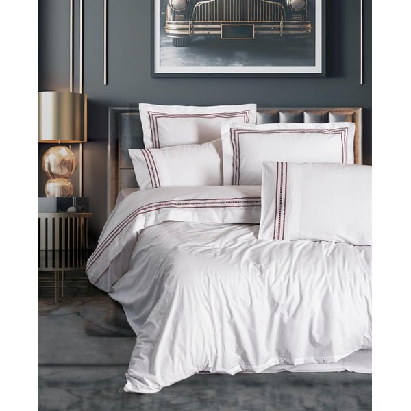 Bela enojna posteljnina iz renforce bombaža 140x200 cm Red Heritage Lines – Mila Home Luxury