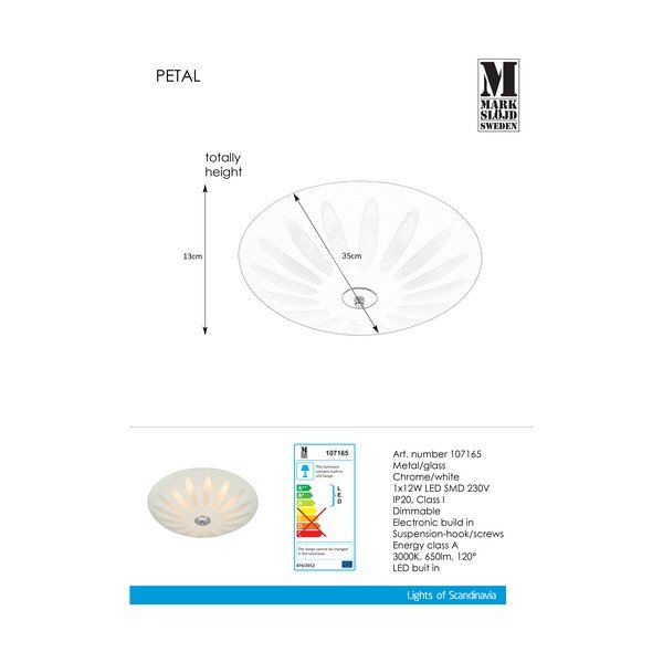Bela stropna svetilka LED Markslöjd Petal, ø 35 cm-image-1