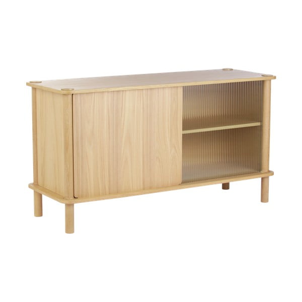 Vitrina iz masivnega hrasta z drsnimi vrati v naravni barvi 135x73,5x48 cm Italic – UMAGE-image-4