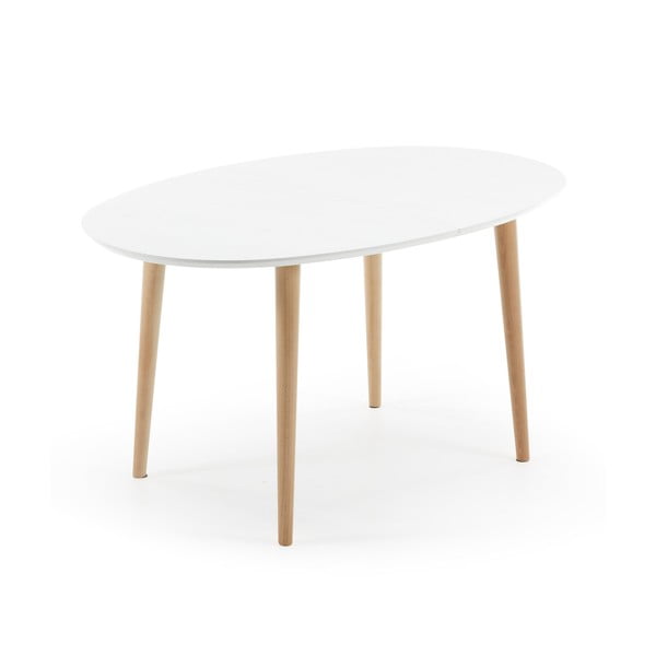 Raztegljiva jedilna miza z belo mizno ploščo 90x140 cm Oqui – Kave Home