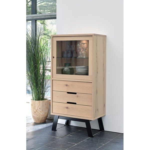 Vitrina iz hrastovega lesa Canett Vito, višina 145 cm-image-1