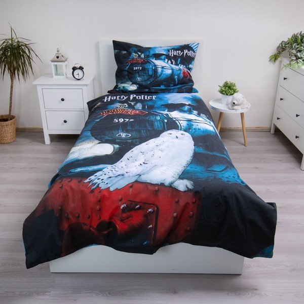 Enojna bombažna otroška posteljnina 140x200 cm Harry Potter "Hogwarts Express" – Jerry Fabrics-image-1