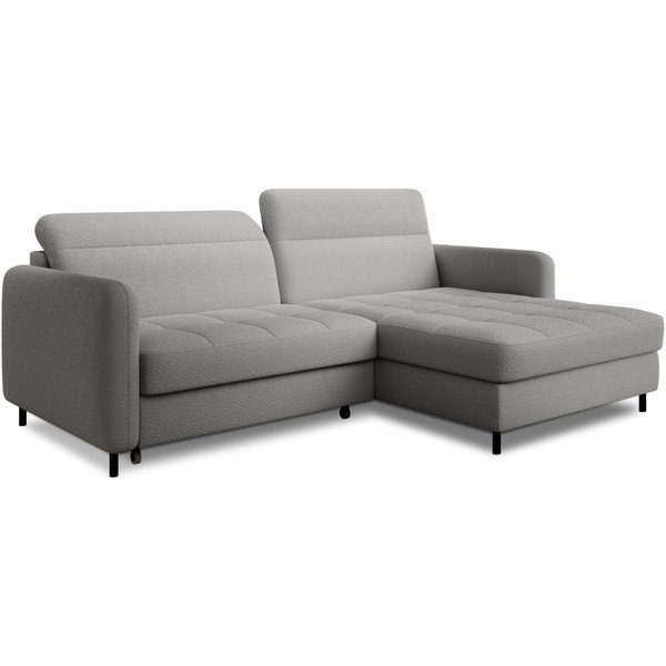 Siva raztegljiva/s prostorom za shranjevanje kotna sedežna garnitura iz tkanine bouclé (desni kot/z ležalnikom) Gomsi – ELTAP-image-2