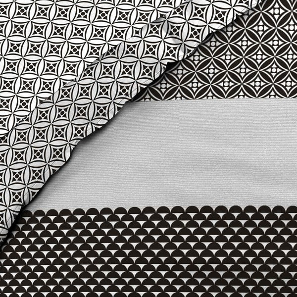 Črno-bela podaljšana bombažna posteljnina za zakonsko posteljo z rjuho 6-delna 240x220 cm Meiko – douceur d'intérieur-image-2