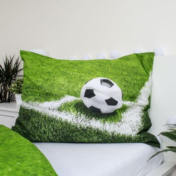 Zelena enojna bombažna otroška posteljnina 140x200 cm Football – Jerry Fabrics-image-3