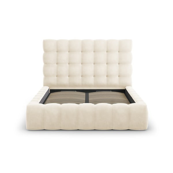 Bež oblazinjena zakonska postelja s prostorom za shranjevanje in letvenim dnom 140x200 cm Bali – Cosmopolitan Design-image-2