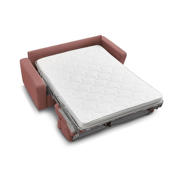 Rožnata raztegljiva sedežna garnitura iz rebrastega žameta 195 cm Monaco – Bobochic Paris-image-4