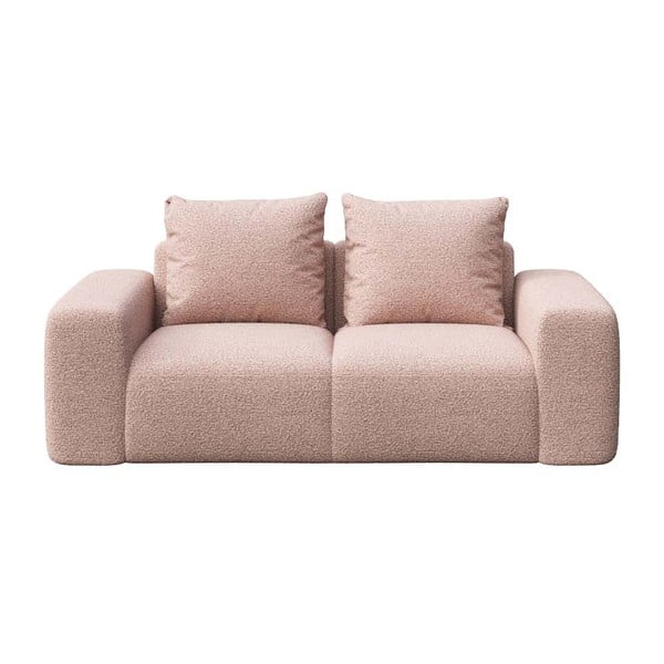 Svetlo rožnata sedežna garnitura iz tkanine bouclé 212 cm Feiro – MESONICA