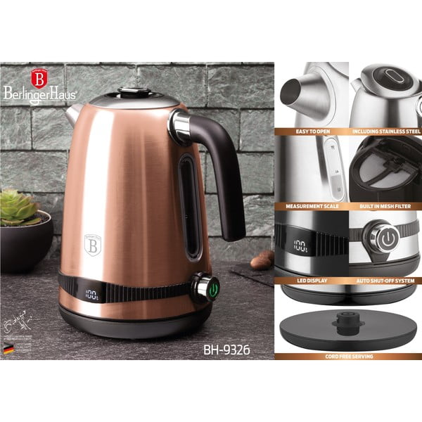 Grelnik vode 1,7 l Rosegold Metallic Line - BerlingerHaus-image-3