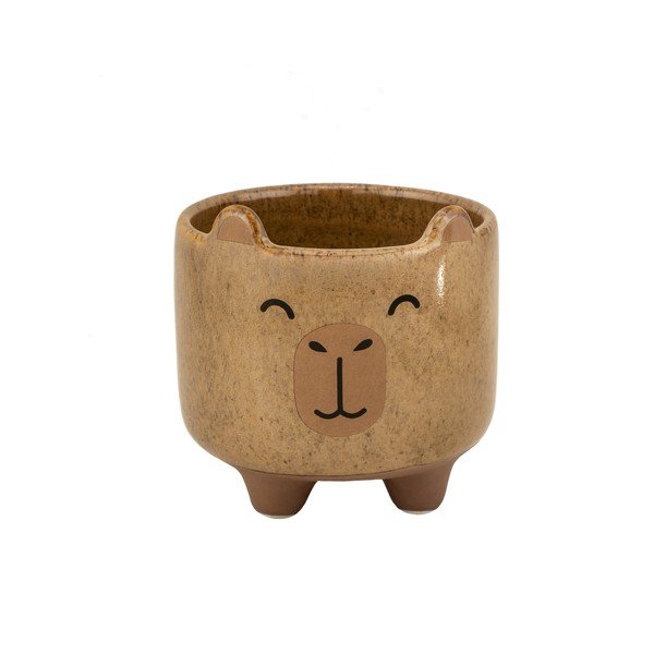 Ročno poslikan okrasni cvetlični lonec iz kamenine ø 7,5 cm Mojave Capybara – Sass & Belle