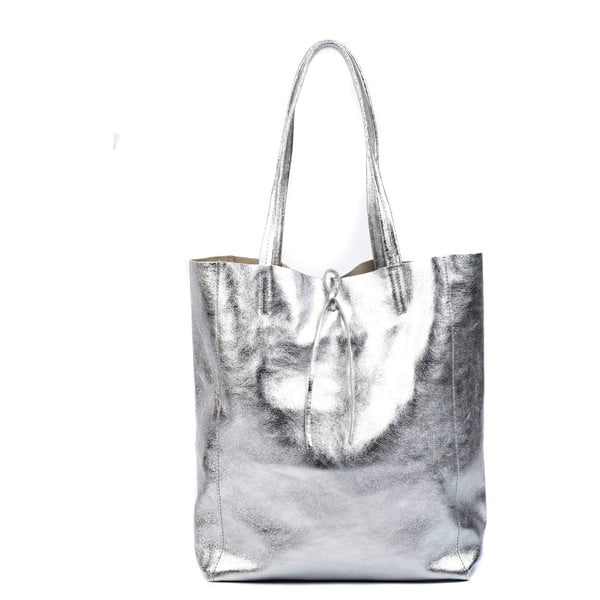 Usnjena torbica v srebrni barvi Carla Ferreri Ornella