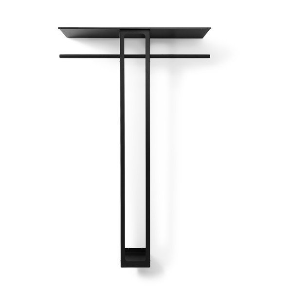 Črn jeklen stenski obešalnik s polico 100 cm Luno Large – Spinder Design-image-2