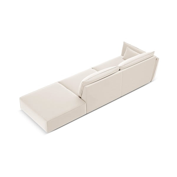 Bež žametna sedežna garnitura levi kot 264 cm Vanda – Mazzini Sofas-image-2