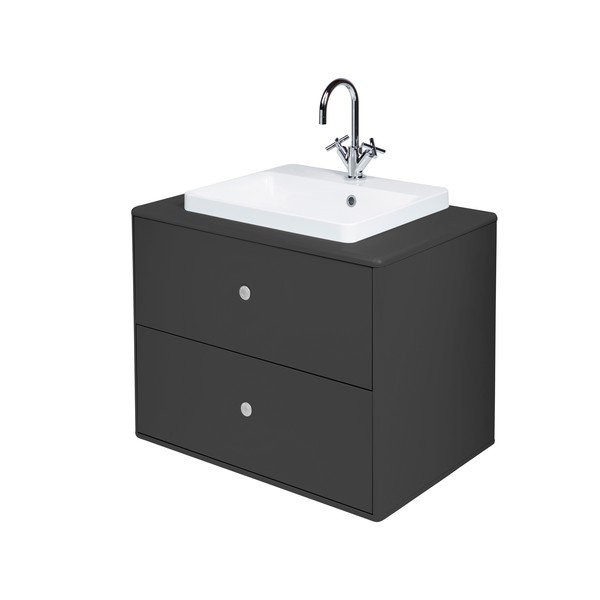 Antracitno siva stenska omarica z umivalnikom brez pipe 80x62 cm Color Bath – Tom Tailor-image-2