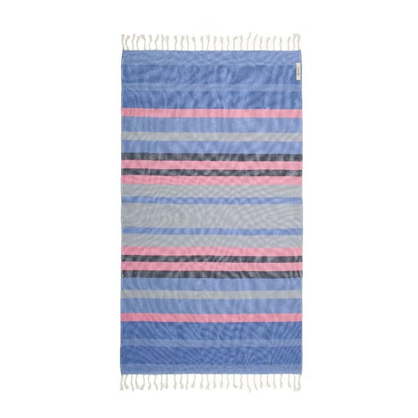 Kopalna brisača Hammam z modrimi črtami Begonville Myra no.6, 95 x 175 cm
