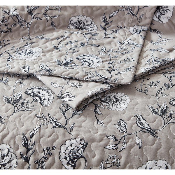 Rjavo pregrinjalo za posteljo iz mikropercala z dvema prevlekama za vzglavnik Sleeptime Classic Flower, 180 x 250 cm-image-3