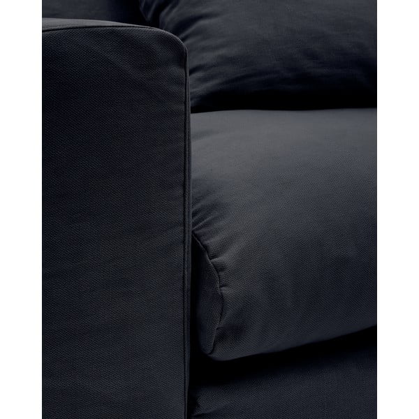 Antracitno siva lanena sedežna garnitura 340 cm Nora – Kave Home-image-4