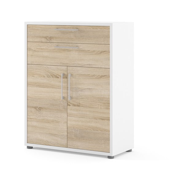 Modularna knjižna omara iz hrastovega lesa, v beli in naravni barvi 89x113 cm Prima - Tvilum-image-1