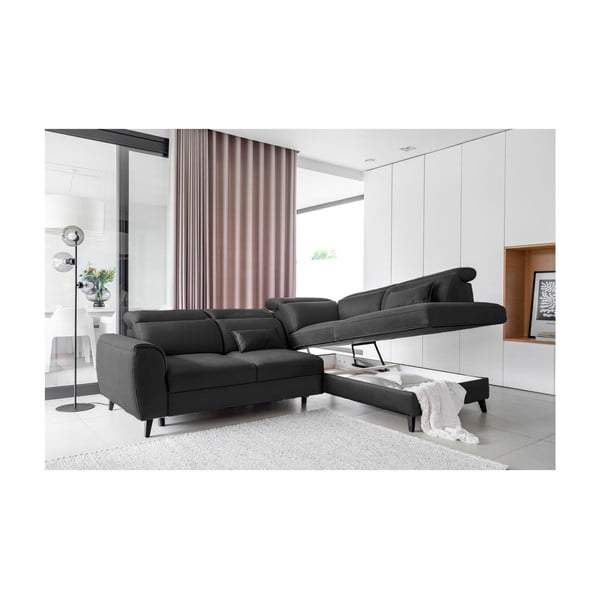 Temno siva žametna raztegljiva/s prostorom za shranjevanje kotna sedežna garnitura (desni kot/v obliki črke L) Noble – ELTAP-image-3