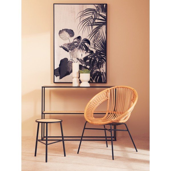 Črn/v naravni barvi stolček iz ratana Depok – Premier Housewares-image-3