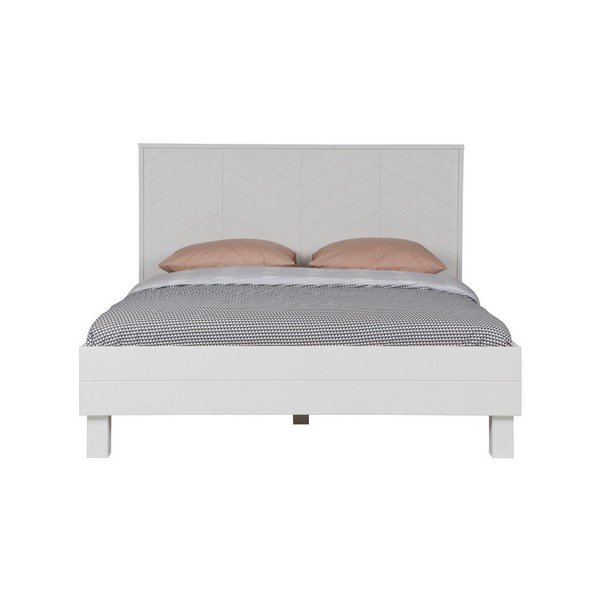 Bela lesena postelja WOOOD Ribja kost, 160 cm-image-3