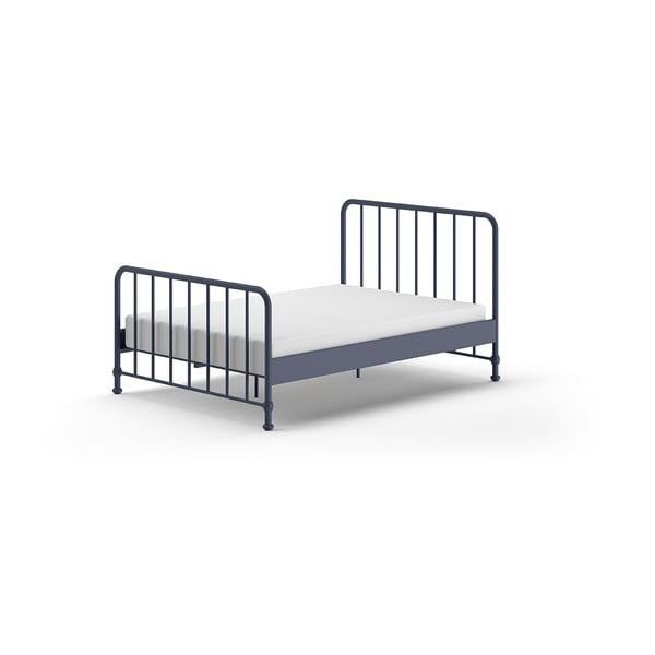 Modra kovinska postelja z letvenim dnom 140x200 cm BRONXX – Vipack