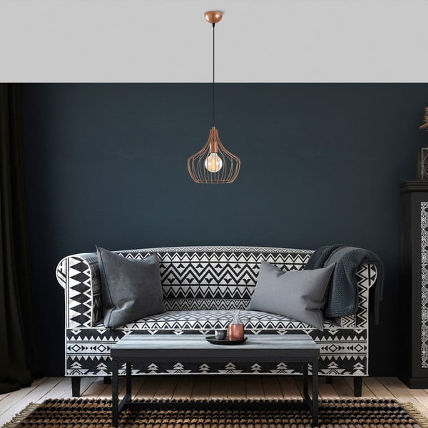 Bakrena viseča svetilka s kovinskim senčilom ø 27 cm Mezopotamya – Opviq lights-image-1