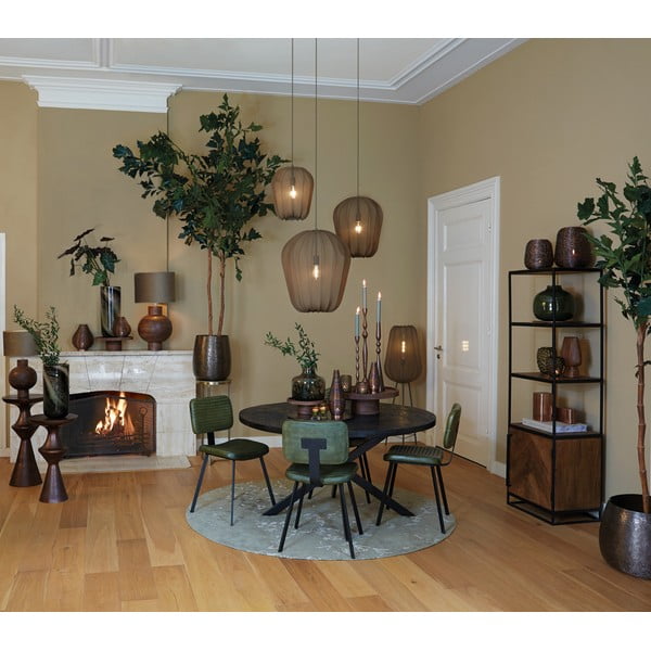 Črna okrogla jedilna miza z mizno ploščo iz akacije ø 120 cm Yellov – Light & Living-image-1