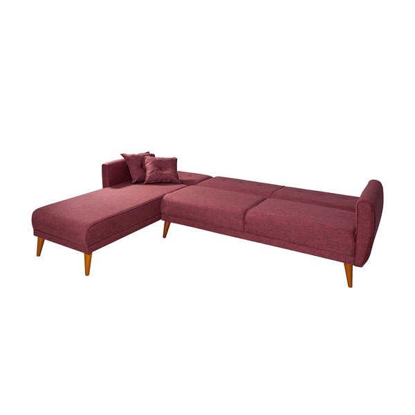 Bordo rdeča raztegljiva kotna sedežna garnitura Aria – Balcab Home-image-2